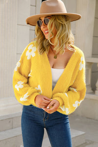 Floral Open Front Fuzzy Cardigan (multiple color options)