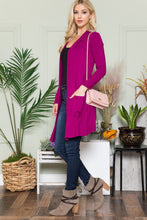 Load image into Gallery viewer, Open Front Cardigan with Pockets in Magenta
