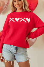 Load image into Gallery viewer, Valentine’s Day XOXO Round Neck Drop Shoulder Graphic Sweatshirt
