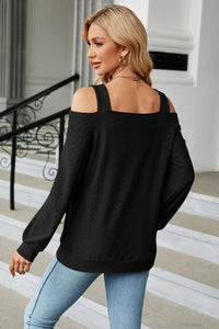 Cold Shoulder Square Neck Cutout Blouse (multiple color options)