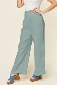 Texture Smocked Waist Wide Leg Pants (multiple color options)