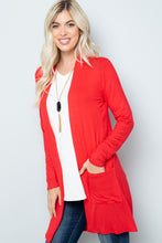 Load image into Gallery viewer, Open Front Cardigan with Pockets in Coral
