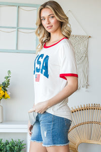 USA Contrast Trim Short Sleeve T-Shirt