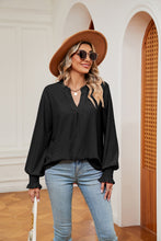 Load image into Gallery viewer, Notched Neck Flounce Sleeve Blouse (multiple color options)
