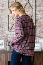 Load image into Gallery viewer, Plaid V-Neck Long Sleeve Top
