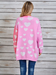 Heart Open Front Long Sleeve Cardigan (multiple color options)