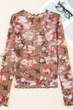 Load image into Gallery viewer, Floral Mock Neck Long Sleeve Sheer Top
