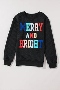 MERRY AND BRIGHT Cable Knit Pullover Sweatshirt (multiple color options)