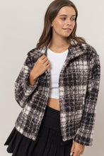 Load image into Gallery viewer, Plaid Collared Neck Boucle Jacket with Pockets
