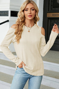 Round Neck Cold Shoulder T-Shirt (multiple color options)