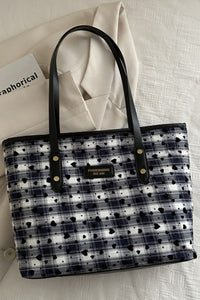 Heart Plaid PU Leather Strap Tote Bag  (multiple color options)