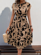 Load image into Gallery viewer, Perfee Tied Pleated Printed Cap Sleeve Dress (multiple color options)
