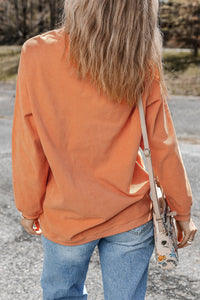 Sequin Pumpkin Round Neck Long Sleeve Sweatshirt (2 color options)