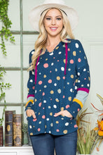 Load image into Gallery viewer, Polka Dot Drawstring Hoodie in Navy
