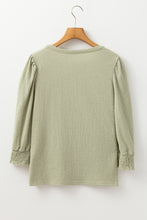 Load image into Gallery viewer, Textured Round Neck Three-Quarter Sleeve Blouse
