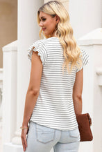 Load image into Gallery viewer, Ruffled Striped V-Neck Cap Sleeve Blouse
