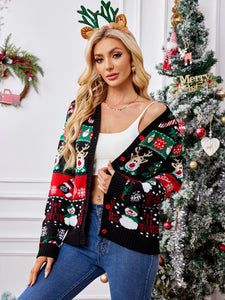 Reindeer Button Up Long Sleeve Cardigan (multiple color options)