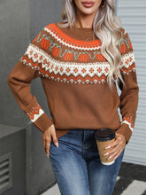 Load image into Gallery viewer, Geometric Round Neck Long Sleeve Sweater (2 color options)
