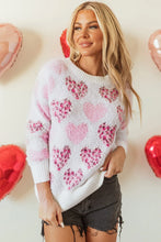 Load image into Gallery viewer, Pearl Detail Heart Round Neck Sweater
