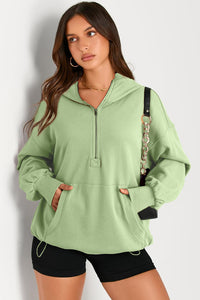 Pocketed Half Zip Long Sleeve Hoodie (multiple color options)