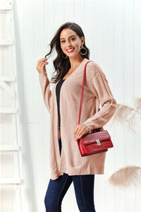 Cable-Knit Open Front Long Sleeve Cardigan (multiple color options)