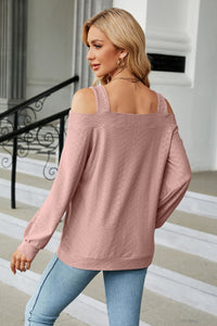 Cold Shoulder Square Neck Cutout Blouse (multiple color options)