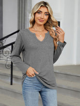 Load image into Gallery viewer, Notched Long Sleeve Top (multiple color options)
