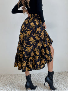 Printed Elastic Waist Midi Skirt (multiple color/print options)