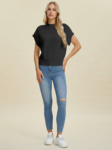 Mock Neck Short Sleeve Sweater (multiple color options)