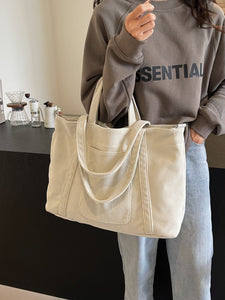 Corduroy Solid Large Tote Bag (multiple color options)