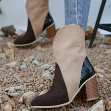 Load image into Gallery viewer, Suede Square Toe Block Heel Boots  (multiple color options)
