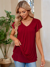 Load image into Gallery viewer, Ruched V-Neck Short Sleeve Top  (multiple color options)
