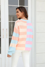 Load image into Gallery viewer, Round Neck Long Sleeve Color Block Dropped Shoulder Sweater (multiple color options)
