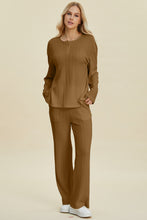 Load image into Gallery viewer, Cable-Knit Long Sleeve Top and Pants Set (multiple color options)
