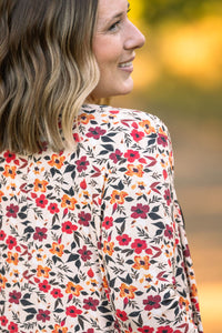 Classic Cardigan - Red Floral