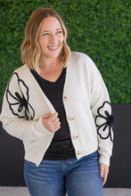 Load image into Gallery viewer, Black Floral Sweater Cardigan
