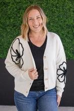 Load image into Gallery viewer, Black Floral Sweater Cardigan
