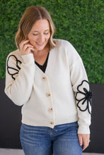 Load image into Gallery viewer, Black Floral Sweater Cardigan
