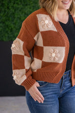 Load image into Gallery viewer, Floral Checker Cardigan in Rust
