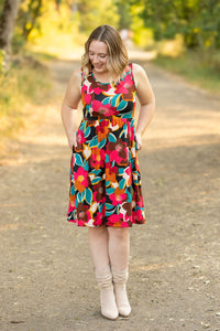 Kelsey Tank Dress - Bold Magenta Floral