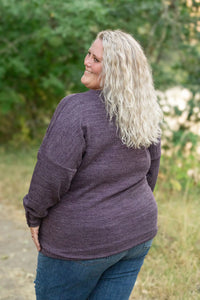 Brittany Long Sleeve Button Sweater - Purple