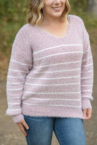 Cozy Striped Sweater - Mauve