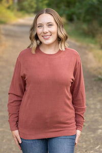 Corrine Ribbed Pullover Top - Terra Cotta