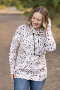 Soft Funnel Neck Top - Tan Micro Floral