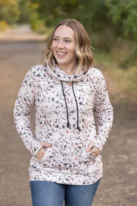 Soft Funnel Neck Top - Tan Micro Floral