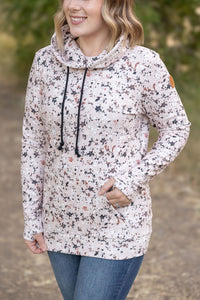 Soft Funnel Neck Top - Tan Micro Floral