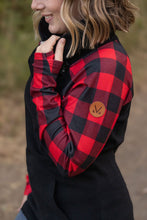 Load image into Gallery viewer, Zoey ZipCowl - Black and Buffalo Plaid
