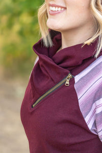 Classic Zoey ZipCowl Sweatshirt in Berry Serape