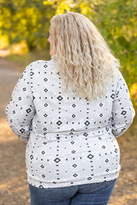 Soft Funnel Neck Top - Grey Geometric