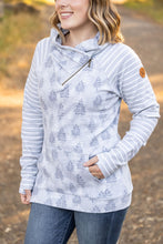 Load image into Gallery viewer, Classic Zoey ZipCowl Sweatshirt - Grey Trees and Stripes
